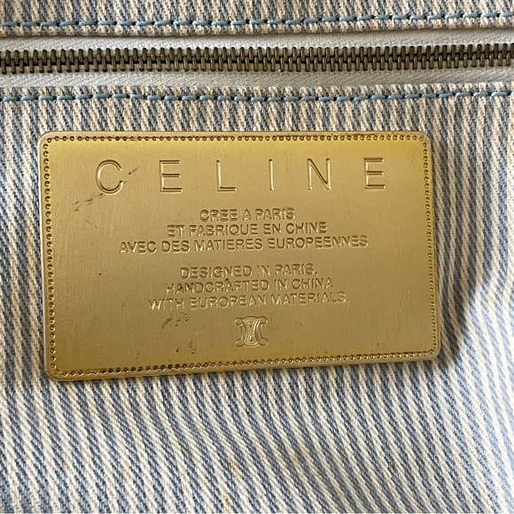 Celine blue and white monogram canvas and leather satchel bag - Picture 7 of 8